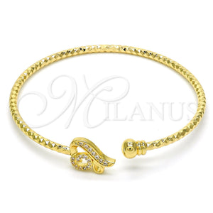 Aro Individual 07.193.0013 Oro Laminado, Diseño de Corazón, con Blanca Zirconia Cubica, Diamantado, Tono Dorado (03 MM Thickness, One size fits all)