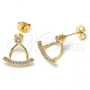 Arete Colgante 02.156.0173 Oro Laminado, con Blanca and Blanca Zirconia Cubica, Pulido, Tono Dorado