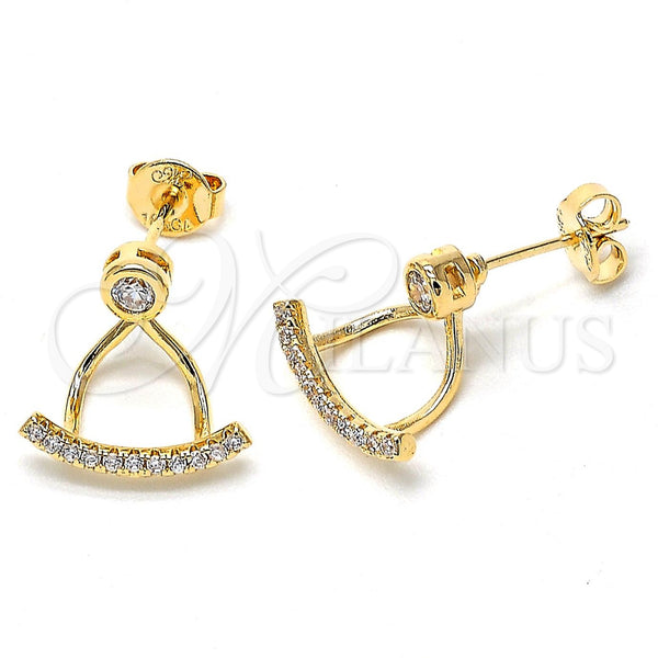 Arete Colgante 02.156.0173 Oro Laminado, con Blanca and Blanca Zirconia Cubica, Pulido, Tono Dorado
