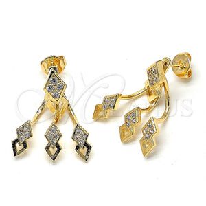 Arete Colgante 02.199.0010 Oro Laminado, con Blanca Micro Pave, Pulido, Tono Dorado
