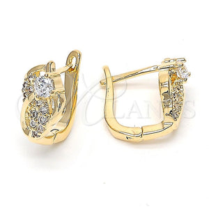 Argolla Huggie 02.155.0065 Oro Laminado, con Blanca Zirconia Cubica and Blanca Micro Pave, Pulido, Tono Dorado