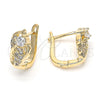 Argolla Huggie 02.155.0065 Oro Laminado, con Blanca Zirconia Cubica and Blanca Micro Pave, Pulido, Tono Dorado