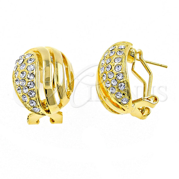 Arete Dormilona 02.59.0070 *PROMO* Oro Laminado, con Blanca Cristal, Pulido, Tono Dorado