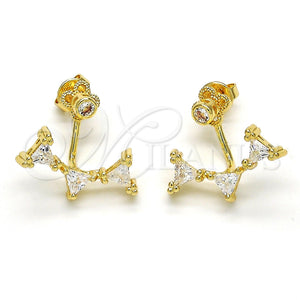 Arete Colgante 02.156.0177 Oro Laminado, con Blanca Zirconia Cubica, Pulido, Tono Dorado