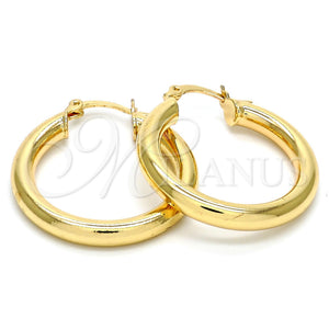 Argolla Mediana 5.136.005.30 Oro Laminado, Diseño de Hueco, Pulido, Tono Dorado