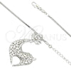 Collares con Dije 04.63.0207.1 Rodio Laminado, Diseño de Ciervo y Cola de Raton, con Cristal Blanca, Pulido, Rodinado (Grosor 02 MM, 38 Pulgadas de Largo)