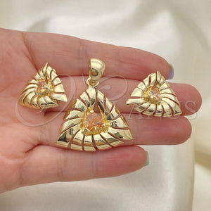 Juego de Arete y Dije de Adulto 10.59.0151.2 Oro Laminado, con Topacio Zirconia Cubica, Pulido, Tono Dorado