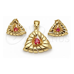 Juego de Arete y Dije de Adulto 10.59.0151.2 Oro Laminado, con Zirconia Cubica Topacio, Pulido, Tono Dorado