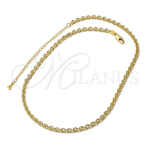 Collar y Pulsera 04.63.0197 Oro Laminado, Diseño de Flor, Diamantado, Tono Dorado