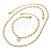 Collar y Pulsera 04.63.0199 Oro Laminado, Diseño de Mariposa, Diamantado, Tono Dorado