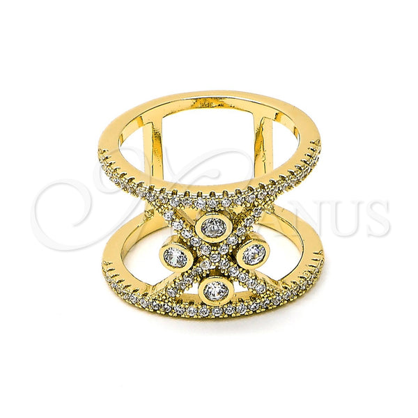 Anillo Multi Piedra 01.155.0041.09 Oro Laminado, con Blanca Cristal and Blanca Zirconia Cubica, Pulido, Tono Dorado (Size 9)