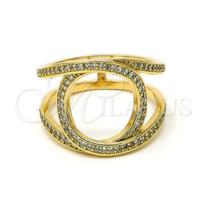 Anillo Multi Piedra 01.155.0042.09 Oro Laminado, con Blanca Zirconia Cubica, Pulido, Tono Dorado (Size 9)
