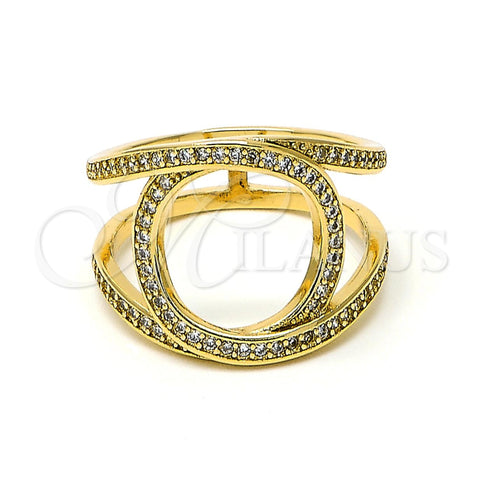 Anillo Multi Piedra 01.155.0042.09 Oro Laminado, con Blanca Zirconia Cubica, Pulido, Tono Dorado (Size 9)