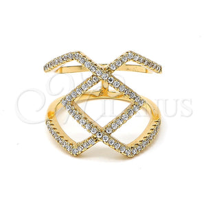 Anillo Multi Piedra 01.155.0026.08 Oro Laminado, con Blanca Zirconia Cubica, Pulido, Tono Dorado (Size 8)