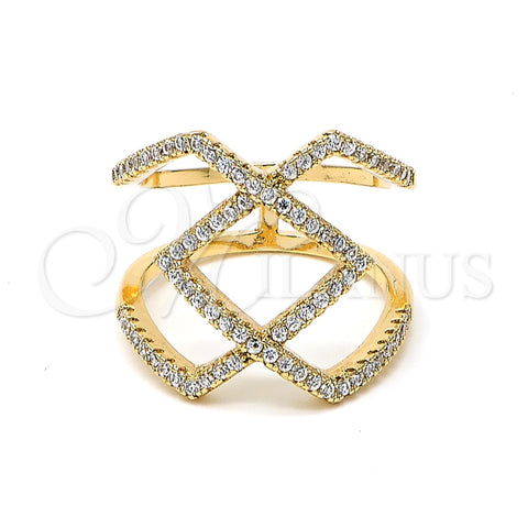 Anillo Multi Piedra 01.155.0026.08 Oro Laminado, con Blanca Zirconia Cubica, Pulido, Tono Dorado (Size 8)