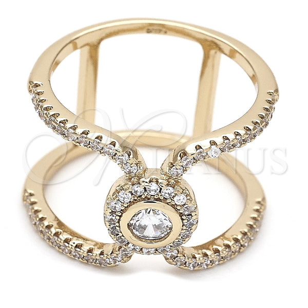 Anillo Multi Piedra 01.155.0039.07 Oro Laminado, con Blanca Cristal and Blanca Zirconia Cubica, Pulido, Tono Dorado (Size 7)