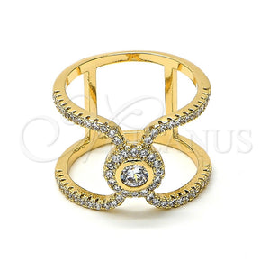 Anillo Multi Piedra 01.155.0039.09 Oro Laminado, con Blanca Cristal and Blanca Zirconia Cubica, Pulido, Tono Dorado (Size 9)