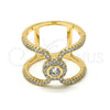 Anillo Multi Piedra 01.155.0039.09 Oro Laminado, con Blanca Cristal and Blanca Zirconia Cubica, Pulido, Tono Dorado (Size 9)
