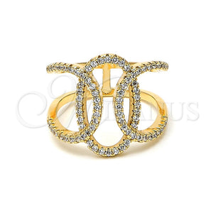 Anillo Multi Piedra 01.155.0045.09 Oro Laminado, con Blanca Zirconia Cubica, Pulido, Tono Dorado (Size 9)