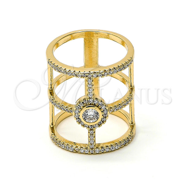 Anillo Multi Piedra 01.155.0037.06 Oro Laminado, con Blanca Micro Pave and Blanca Zirconia Cubica, Pulido, Tono Dorado (Size 6)