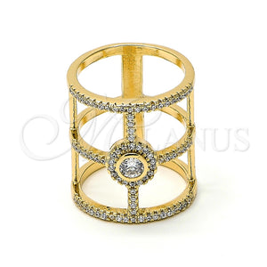 Anillo Multi Piedra 01.155.0037.08 Oro Laminado, con Micro Pave Blanca y Zirconia Cubica Blanca, Pulido, Tono Dorado (Tamaño 8)