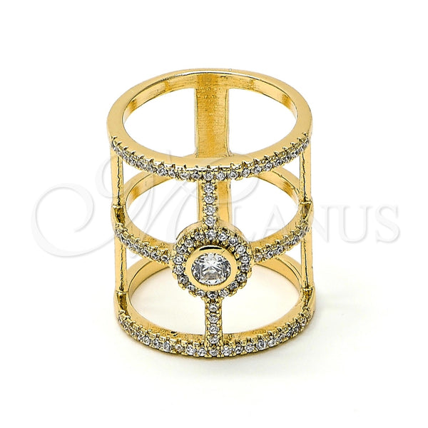 Anillo Multi Piedra 01.155.0037.08 Oro Laminado, con Micro Pave Blanca y Zirconia Cubica Blanca, Pulido, Tono Dorado (Tamaño 8)