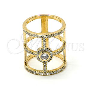 Anillo Multi Piedra 01.155.0037.09 Oro Laminado, con Blanca Micro Pave and Blanca Zirconia Cubica, Pulido, Tono Dorado (Size 9)