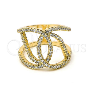 Anillo Multi Piedra 01.155.0044.08 Oro Laminado, con Blanca Micro Pave, Pulido, Tono Dorado (Size 8)