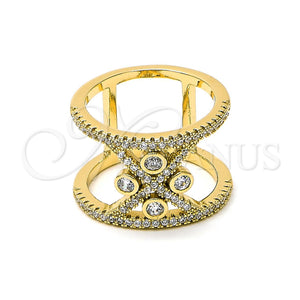 Anillo Multi Piedra 01.155.0041.06 Oro Laminado, con Blanca Cristal and Blanca Zirconia Cubica, Pulido, Tono Dorado (Size 6)