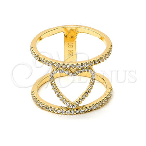Anillo Multi Piedra 01.166.0028.09 Oro Laminado, Diseño de Corazón y Amor, con Blanca Zirconia Cubica, Pulido, Tono Dorado (Size 9)