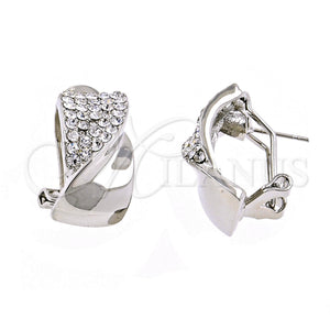 Arete Dormilona 02.59.0073.1 *PROMO* Rodio Laminado, Diseño de Arco y Torcido, con Cristal Blanca, Pulido, Rodinado