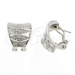 Arete Dormilona 02.59.0066.1 *PROMO* Rodio Laminado, con Cristal Blanca, Pulido, Rodinado