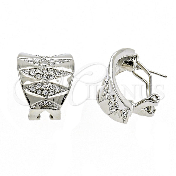 Arete Dormilona 02.59.0066.1 *PROMO* Rodio Laminado, con Cristal Blanca, Pulido, Rodinado