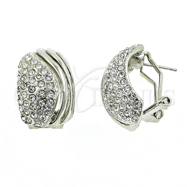 Arete Dormilona 02.59.0067.1 *PROMO* Rodio Laminado, con Cristal Blanca, Pulido, Rodinado