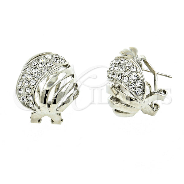 Arete Dormilona 02.59.0068.1 *PROMO* Rodio Laminado, con Cristal Blanca, Pulido, Rodinado