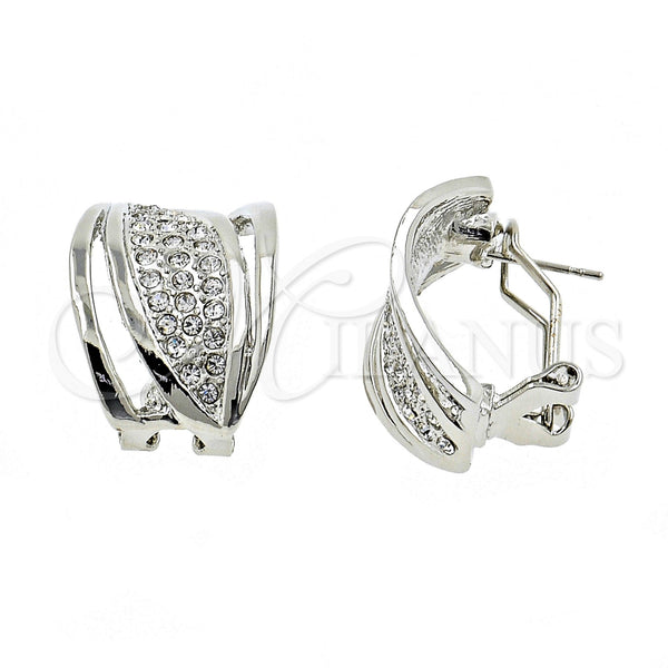 Arete Dormilona 02.59.0071.1 *PROMO* Rodio Laminado, con Cristal Blanca, Pulido, Rodinado