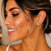 Arete Dormilona 02.59.0079.1 *PROMO* Oro Laminado Blanco, Diseño de Torcido, con Cristal Blanca, Pulido, Rodinado