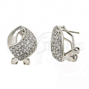 Arete Dormilona 02.59.0074.1 *PROMO* Rodio Laminado, Diseño de Torcido, con Cristal Blanca, Pulido, Rodinado