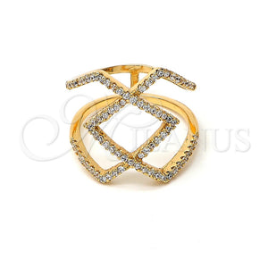 Anillo Multi Piedra 01.155.0026.06 Oro Laminado, con Blanca Zirconia Cubica, Pulido, Tono Dorado (Size 6)