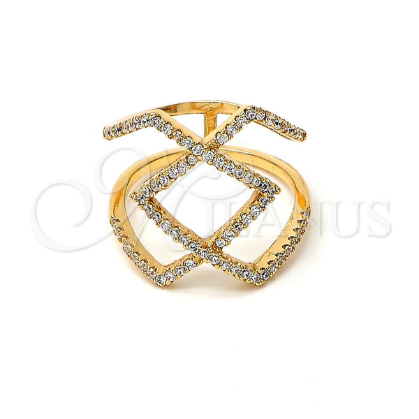 Anillo Multi Piedra 01.155.0026.06 Oro Laminado, con Blanca Zirconia Cubica, Pulido, Tono Dorado (Size 6)