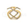 Anillo Multi Piedra 01.155.0026.06 Oro Laminado, con Blanca Zirconia Cubica, Pulido, Tono Dorado (Size 6)