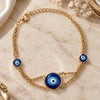 Pulsera Elegante 03.60.0118.07 Oro Laminado, Diseño de Ojo Griego, con Opal Zafiro Azul, Pulido, Tono Dorado (7 Pulgadas de Largo)