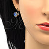 Arete Gancho Frances 5.125.009.1 Oro Laminado, Diseño de Flor, con Zafiro Azul and Blanca Cristal, Pulido, Tono Dorado