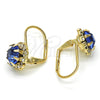 Arete Gancho Frances 5.125.009.1 Oro Laminado, Diseño de Flor, con Zafiro Azul and Blanca Cristal, Pulido, Tono Dorado