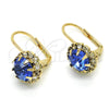 Arete Gancho Frances 5.125.009.1 Oro Laminado, Diseño de Flor, con Zafiro Azul and Blanca Cristal, Pulido, Tono Dorado