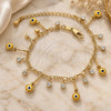 Pulsera de Dije 03.63.0180.08 Oro Laminado, Diseño de Ojo Griego, con Zirconia Cubica Blanca, Resinado Amarillo, Tono Dorado (Grosor 02 MM, 8 Pulgadas de Largo)