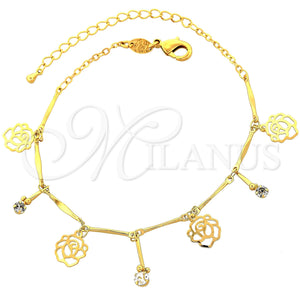 Pulsera de Dije 03.63.1269.08 Oro Laminado, Diseño de Flor, Pulido, Tono Dorado (8 Inches Length)