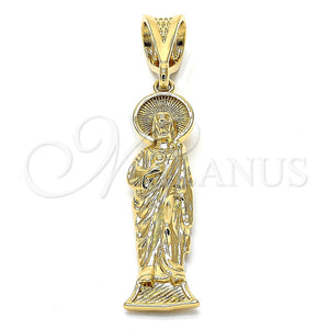 Dije Religioso 05.185.0002 Oro Laminado, Diseño de Jesus, Diamantado, Tono Dorado