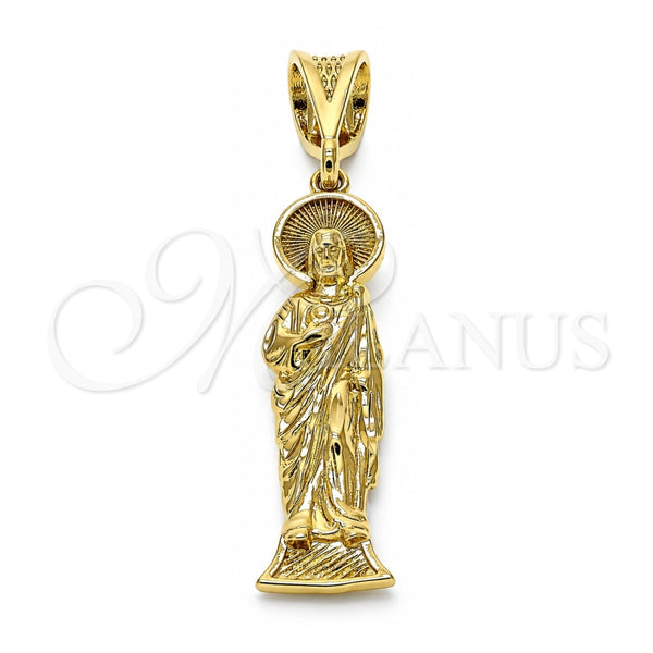 Dije Religioso 05.185.0002 Oro Laminado, Diseño de Jesus, Diamantado, Tono Dorado