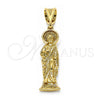 Dije Religioso 05.185.0002 Oro Laminado, Diseño de Jesus, Diamantado, Tono Dorado